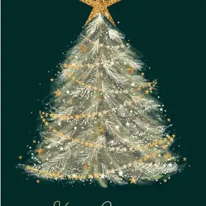 Golden Christmas Tree - Greeting in English and Welsh